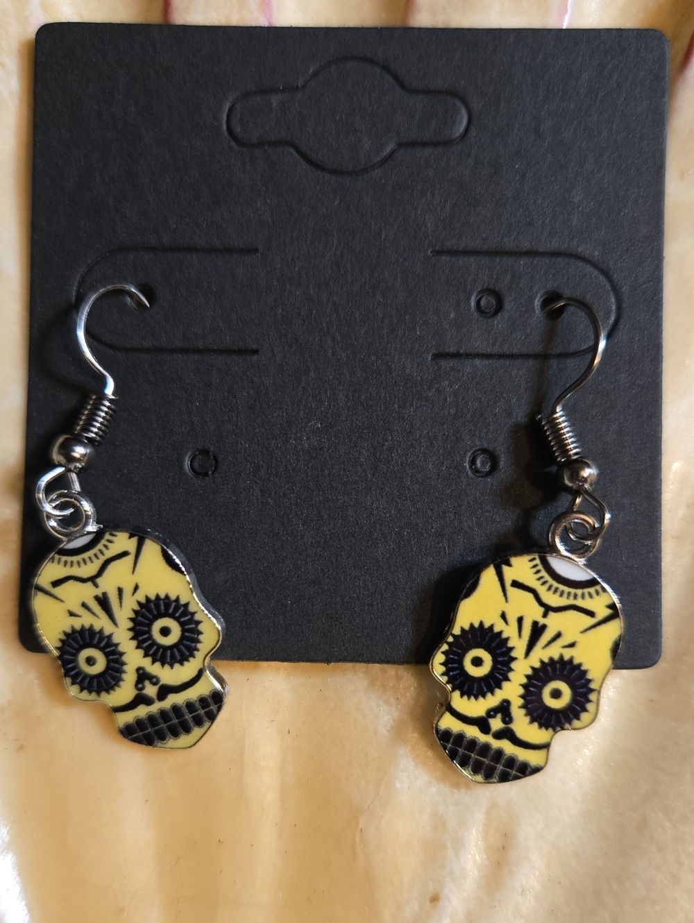 Yellow Sugar Skull Dangle Earrings - Women's Jewelry